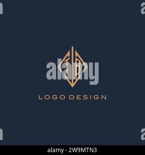 Logo de Monogram TB avec style losange diamant, graphique vectoriel de conception de logo moderne de luxe Illustration de Vecteur