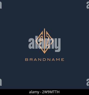 Logo monogramme PZ avec style losange diamant, graphisme vectoriel de conception de logo moderne de luxe Illustration de Vecteur