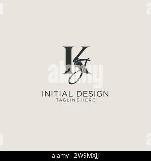 Initiales KJ lettre monogramme avec style de luxe élégant. Image vectorielle de logo personnel et d'identité d'entreprise Illustration de Vecteur