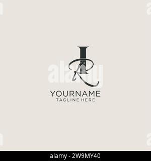 Initiales IR lettre monogramme avec style de luxe élégant. Image vectorielle de logo personnel et d'identité d'entreprise Illustration de Vecteur