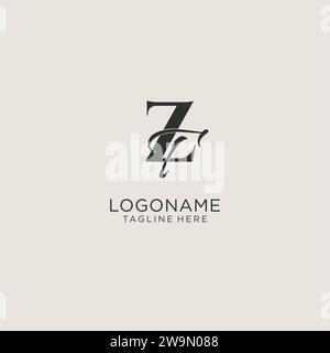Initiales ZT lettre monogramme avec style de luxe élégant. Image vectorielle de logo personnel et d'identité d'entreprise Illustration de Vecteur