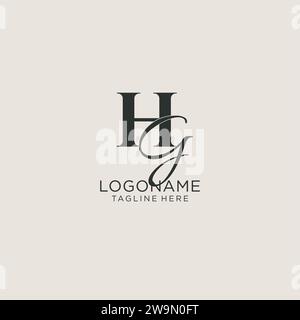 Initiales HG lettre monogramme avec style de luxe élégant. Image vectorielle de logo personnel et d'identité d'entreprise Illustration de Vecteur