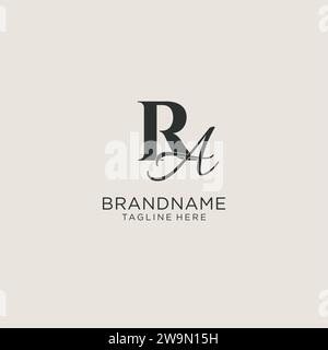Initiales RA lettre monogramme avec style de luxe élégant. Image vectorielle de logo personnel et d'identité d'entreprise Illustration de Vecteur