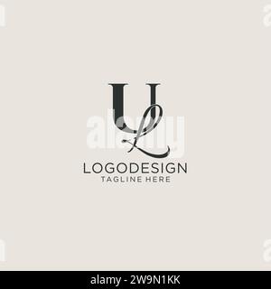 Initiales UL lettre monogramme avec style de luxe élégant. Image vectorielle de logo personnel et d'identité d'entreprise Illustration de Vecteur