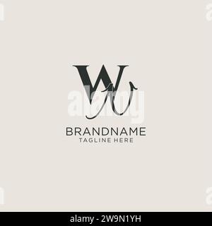 Initiales WN lettre monogramme avec style de luxe élégant. Image vectorielle de logo personnel et d'identité d'entreprise Illustration de Vecteur