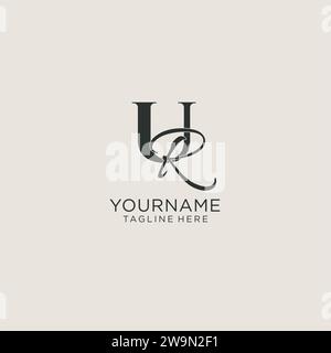 Initiales UR lettre monogramme avec style de luxe élégant. Image vectorielle de logo personnel et d'identité d'entreprise Illustration de Vecteur