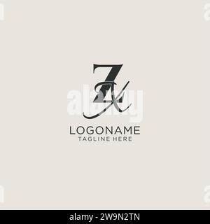 Initiales ZX lettre monogramme avec style de luxe élégant. Image vectorielle de logo personnel et d'identité d'entreprise Illustration de Vecteur