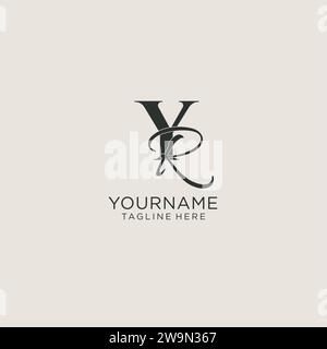 Initiales YR lettre monogramme avec style de luxe élégant. Image vectorielle de logo personnel et d'identité d'entreprise Illustration de Vecteur