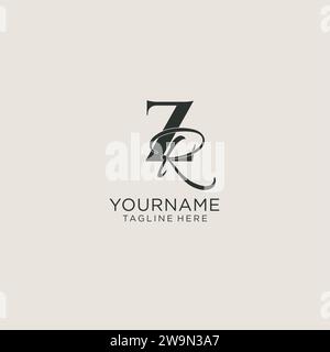 Initiales ZR lettre monogramme avec style de luxe élégant. Image vectorielle de logo personnel et d'identité d'entreprise Illustration de Vecteur