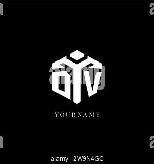 Logo DV initial forme hexagonale graphique vectoriel de style géométrique Illustration de Vecteur