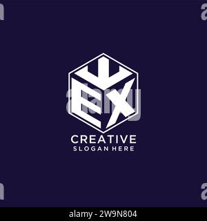 Initiales EX logo forme hexagonale, conception géométrique créative de logo design graphique vectoriel Illustration de Vecteur