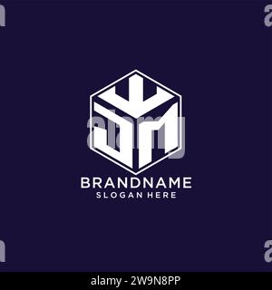 Initiales JM logo forme hexagonale, graphique vectoriel de concept de conception de logo géométrique créatif Illustration de Vecteur