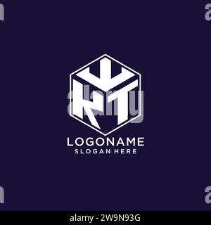 Initiales KT logo forme hexagonale, conception graphique vectorielle de concept de conception de logo géométrique créatif Illustration de Vecteur
