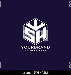 Initiales SH logo forme hexagonale, graphique vectoriel de concept de conception de logo géométrique créatif Illustration de Vecteur