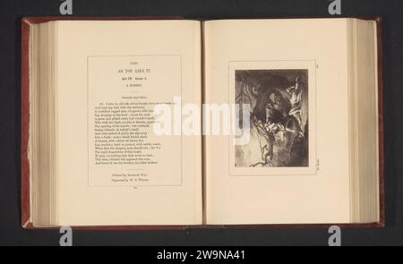 Production photographique d'une estampe à une peinture de Raphael West, vous proposant une scène de William Shakespeare, Stephen Ayling, d'après W.C. Wilson, d'après Raphael Lamar West, c. 1854 - dans ou avant 1864 photographie vous pouvez voir une imagination de l'acte IV, scène 3 avec Orlando et Oliver dans la forêt. Londres support photographique albumen imprimer des œuvres spécifiques de la littérature Banque D'Images