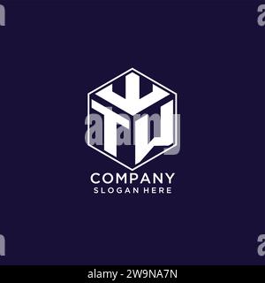 Initiales TW logo forme hexagonale, graphique vectoriel de concept de conception de logo géométrique créatif Illustration de Vecteur