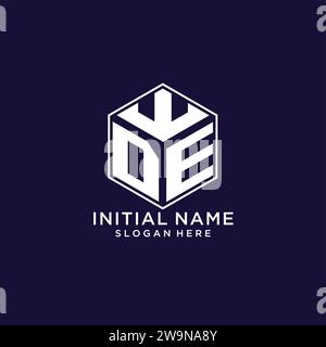 Initiales DE logo forme hexagonale, graphique vectoriel de concept de conception de logo géométrique créatif Illustration de Vecteur