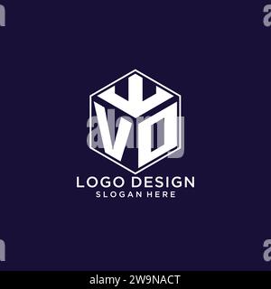 Initiales VO logo forme hexagonale, conception géométrique créative de logo design graphique vectoriel Illustration de Vecteur