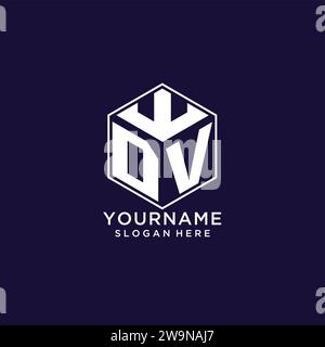 Initiales DV logo forme hexagonale, design géométrique créatif de concept graphique vectoriel de conception de logo Illustration de Vecteur