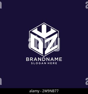 Initiales DZ logo de forme hexagonale, graphique vectoriel de concept de conception de logo géométrique créatif Illustration de Vecteur