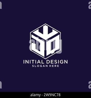 Initiales JQ logo forme hexagonale, graphique vectoriel de concept de conception de logo géométrique créatif Illustration de Vecteur