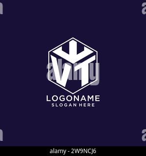 Initiales VT logo forme hexagonale, conception géométrique créative de logo design graphique vectoriel Illustration de Vecteur