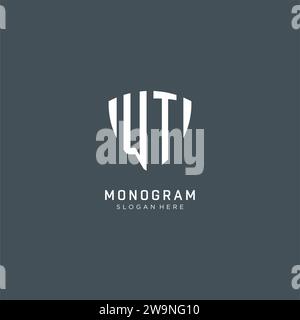 Initiales WT logo forme de protection de bouclier, graphisme vectoriel de concept de conception de logo créatif Illustration de Vecteur