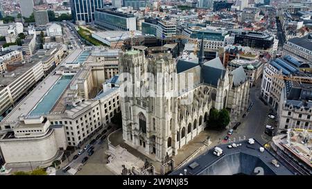 Drone photo Cathédrale Saints-Michel-et-Gudule Bruxelles Belgique Europe Banque D'Images