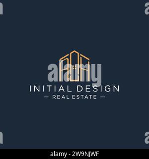 Lettre initiale logo AH avec forme de maison abstraite, graphisme vectoriel de conception de logo immobilier de luxe et moderne Illustration de Vecteur