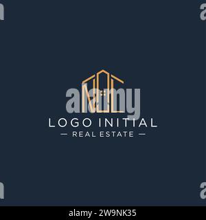 Lettre initiale NL logo avec forme de maison abstraite, design graphique vectoriel de logo immobilier de luxe et moderne Illustration de Vecteur