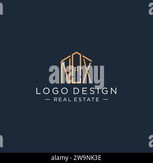 Lettre initiale NX logo avec forme de maison abstraite, design graphique vectoriel de logo immobilier de luxe et moderne Illustration de Vecteur