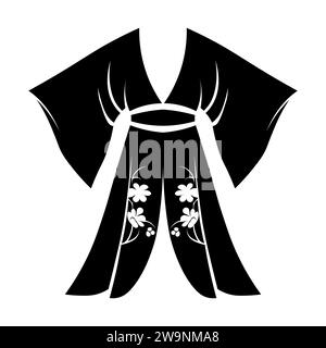 Icône vectorielle noire kimono sur fond blanc Illustration de Vecteur