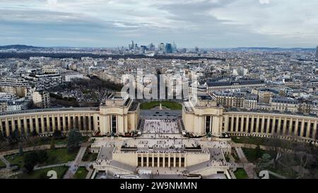 Drone photo place Trocadéro, place du Trocadéro Paris France Europe Banque D'Images