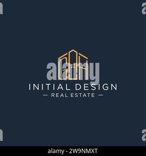 Lettre initiale GH logo avec forme de maison abstraite, design graphique vectoriel de logo immobilier de luxe et moderne Illustration de Vecteur