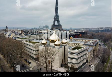 Drone photo Cathédrale de la Sainte Trinité, Cathédrale de la Sainte-Trinité Paris France Europe Banque D'Images