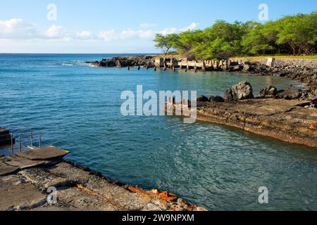 Port de Mahukona, Mahukona Beach Park, Hawaï Banque D'Images