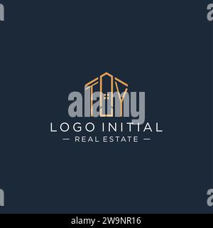 Lettre initiale logo TY avec forme de maison abstraite, graphisme vectoriel de conception de logo immobilier de luxe et moderne Illustration de Vecteur