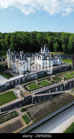 Drone photo Château d'Ussé, château d'Ussé France europe Banque D'Images