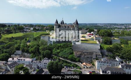 Drone photo Château de Saumur France Europe Banque D'Images