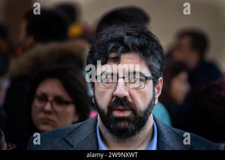 Manifestations d'étudiants en Serbie, représentant politique du parti Front de gauche verte, Radomir Lazovic Banque D'Images