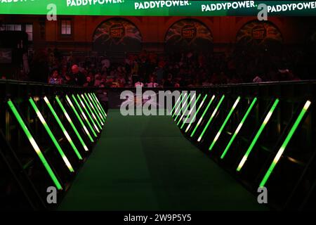 Alexandra Palace, Londres, Royaume-Uni. 29 décembre 2023. 2023/24 PDC Paddy Power World Darts Championships Day 12 session de l'après-midi ; la piste attend les joueurs pour le 3e match crédit : action plus Sports/Alamy Live News Banque D'Images