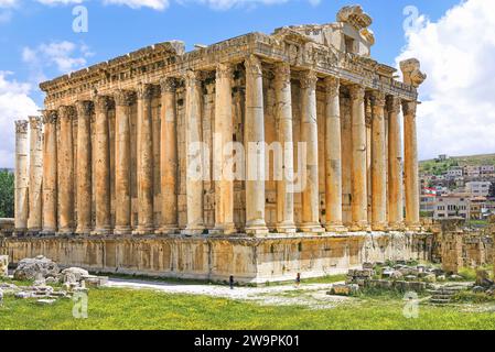 Temple Bacchus sur les ruines romaines antiques de Baalbek, Liban. Banque D'Images