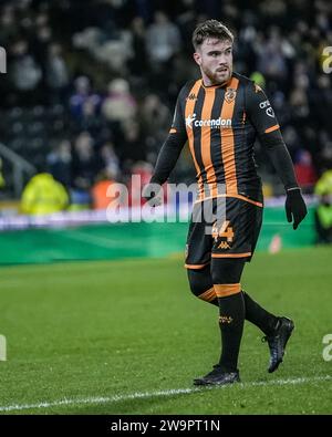 HULL, ROYAUME-UNI. 29 décembre 2023. EFL Championship football League : Hull City AFC v Blackburn Rovers. Aaron Connolly pour Hull City. Crédit Paul Whitehurst/Alamy Live News Banque D'Images