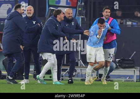 Rome, Italie. 29 décembre 2023. Taty Castellanos, du Latium, célèbre après avoir marqué 1-1 buts lors du match de football de Serie A entre SS Lazio et Frosinone Calcio le 29 décembre 2023 au Stadio Olimpico à Rome, Italie - photo Federico Proietti/DPPI crédit : DPPI Media/Alamy Live News Banque D'Images