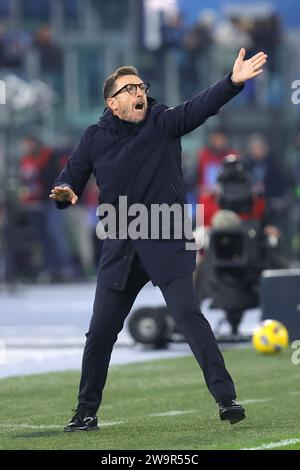 Rome, Italie. 29 décembre 2023. Eusebio di Francesco entraîneur-chef de Frosinone lors du championnat italien de Serie A match de football entre SS Lazio et Frosinone Calcio le 29 décembre 2023 au Stadio Olimpico à Rome, Italie - photo Federico Proietti/DPPI crédit : DPPI Media/Alamy Live News Banque D'Images