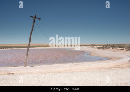 Le lac Tyrrell est une dépression peu profonde et en croûte salée située dans le district de Mallee, au nord-ouest du Victoria, en Australie. Situé à sept kilomètres au nord de Sea Banque D'Images