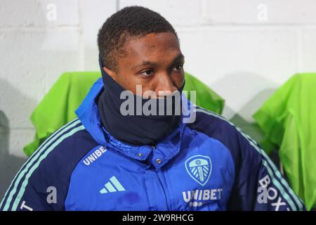 West Bromwich, Royaume-Uni. 29 décembre 2023. Jaidon Anthony #12 de Leeds United lors du Sky Bet Championship Match West Bromwich Albion vs Leeds United aux Hawthorns, West Bromwich, Royaume-Uni, le 29 décembre 2023 (photo de Gareth Evans/News Images) à West Bromwich, Royaume-Uni le 12/29/2023. (Photo Gareth Evans/News Images/Sipa USA) crédit : SIPA USA/Alamy Live News Banque D'Images