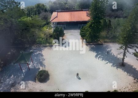 Selfie dans le sable, ci en Pagoda, Sun Moon Lake, Yuchi, Taiwan Banque D'Images