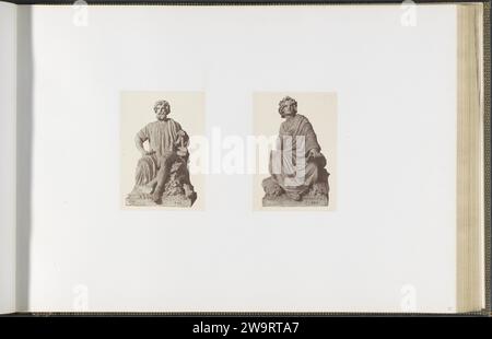 GIPS modèles pour sculptures sur le Palais du Louvre : gauche 'le travail manuel' et droite 'l'art' d'Auguste Ottin, c. 1855 - c. 1857 photographie partie de la Réunion des Tuileries au Louvre 1852-1857, album 2. Papier de Paris. support photographique impression papier salé exposition permanente, musée. Pièce de sculpture, reproduction d'une pièce de sculpture Palais du Louvre. Tuilerieënpaleis. Musée du Louvre. Paris Banque D'Images