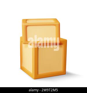 3D pile de boîtes en carton isolées. Illustration de Vecteur